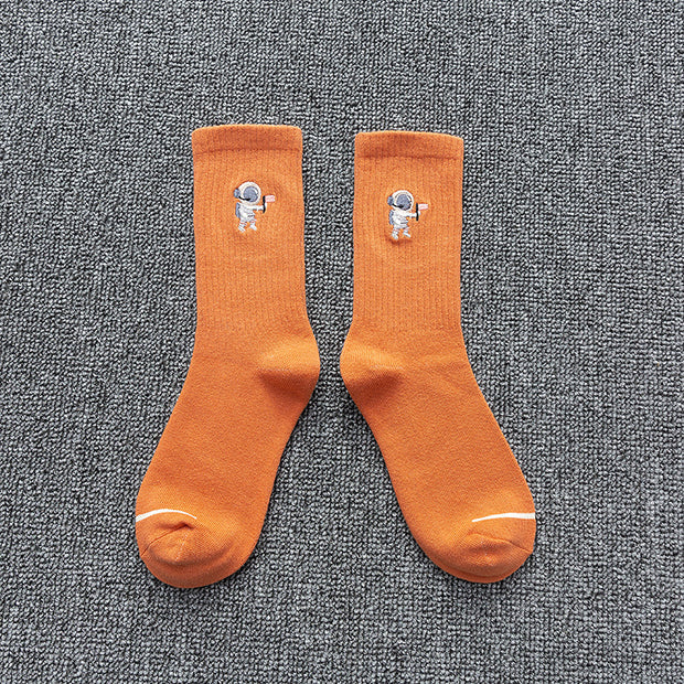 Embroidered cotton astronaut socks