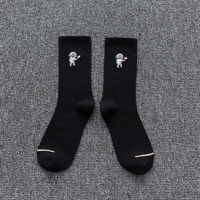 Embroidered cotton astronaut socks