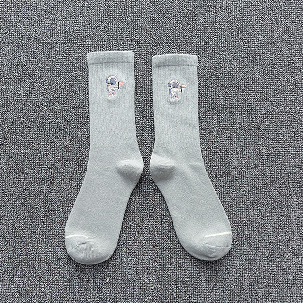 Embroidered cotton astronaut socks