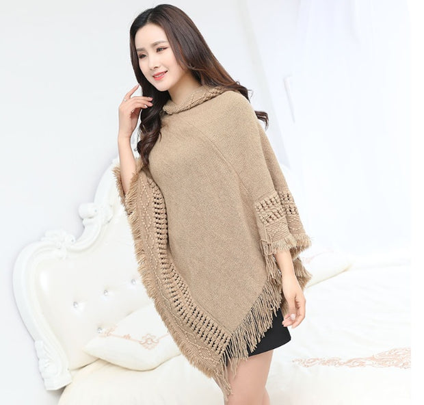 Hollow tassel cloak shawl