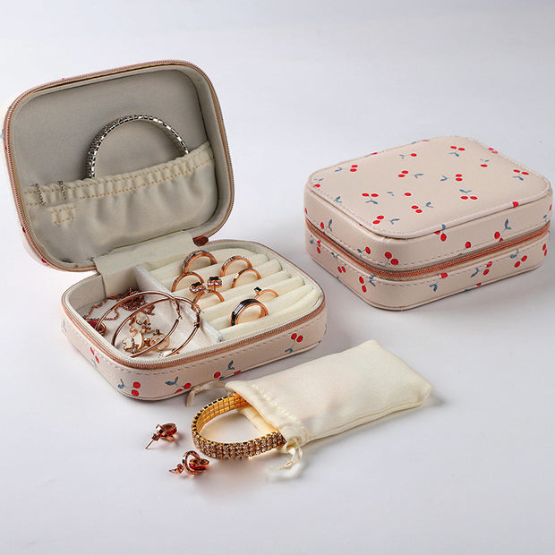 Portable Earrings Ring Leather Case