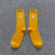 Embroidered cotton astronaut socks