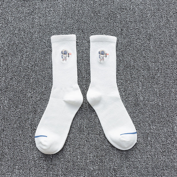 Embroidered cotton astronaut socks